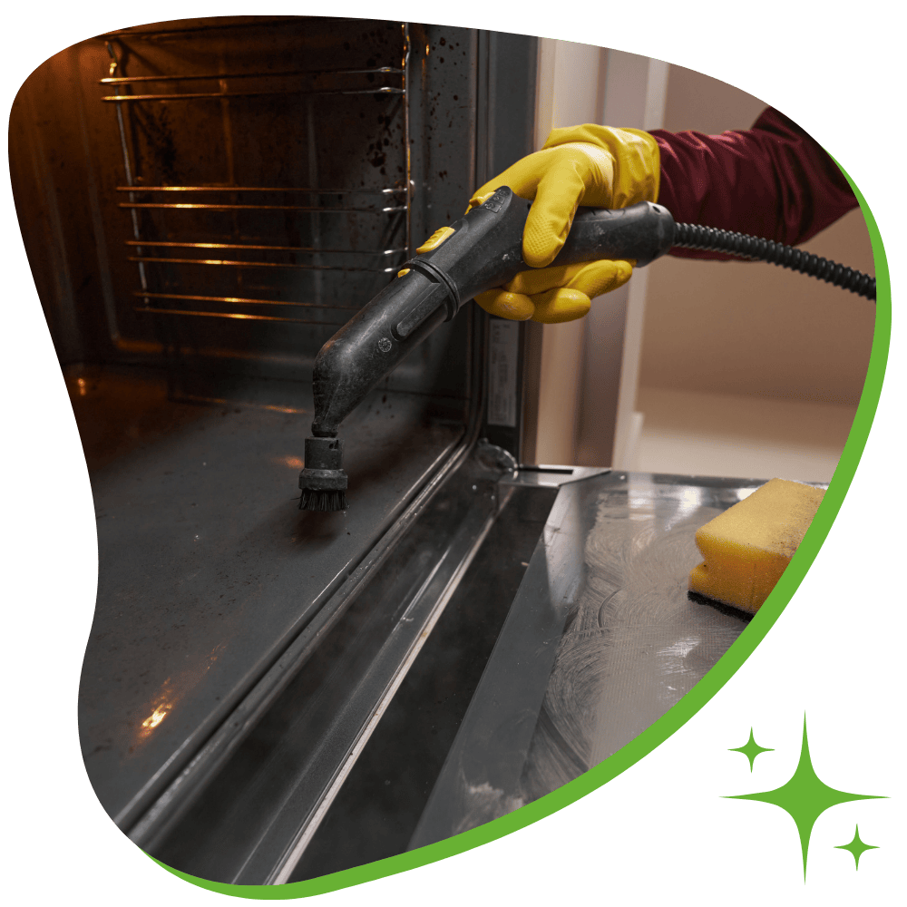 Professional cleaner performing deep oven cleaning as part of deep cleaning service in Scranton, Pennsylvania
